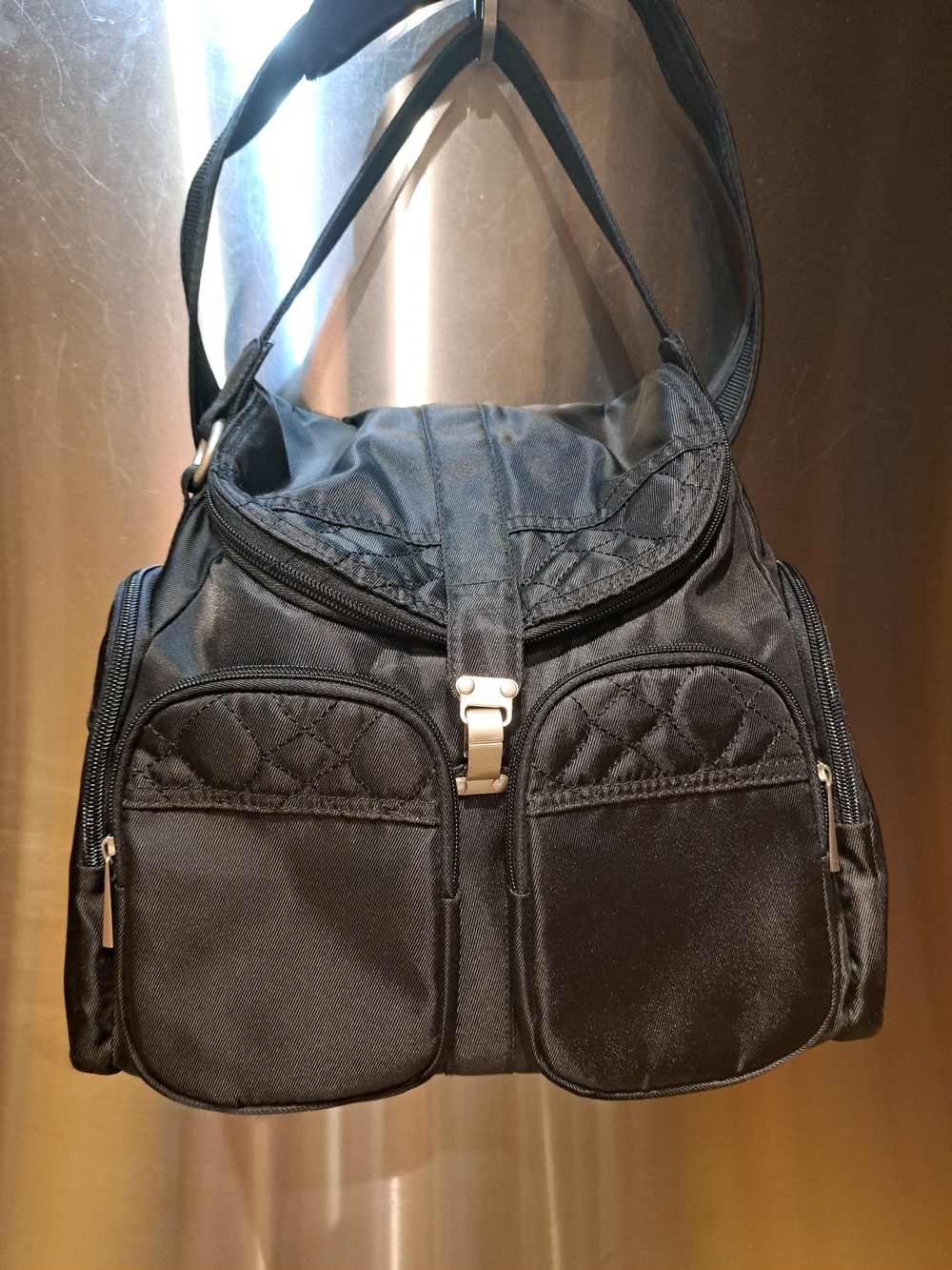 Travelon Black Quilted Front Pocket Shoulder Backpack